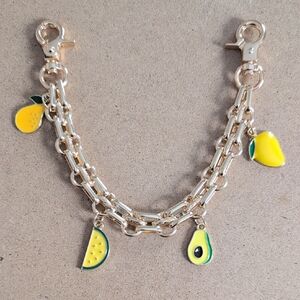 Gold Purse Charm Chain with Fruit Accents